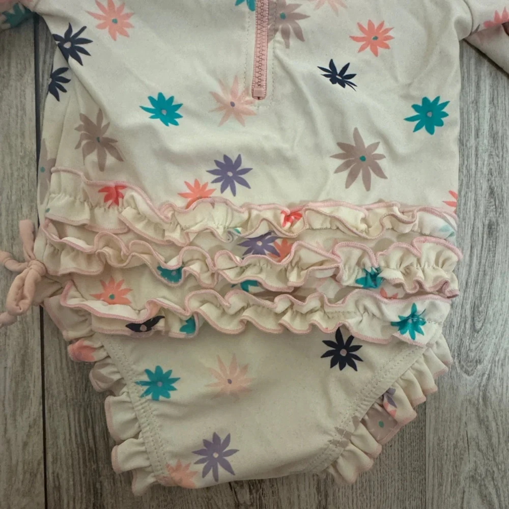 Floral Long Sleeve Kids Swimwear